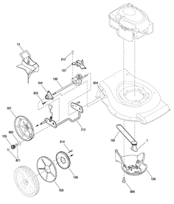 Drive Group Diagram and Parts List for 881153-MXMH650E 2010 Briggs and Stratton Lawn Mower